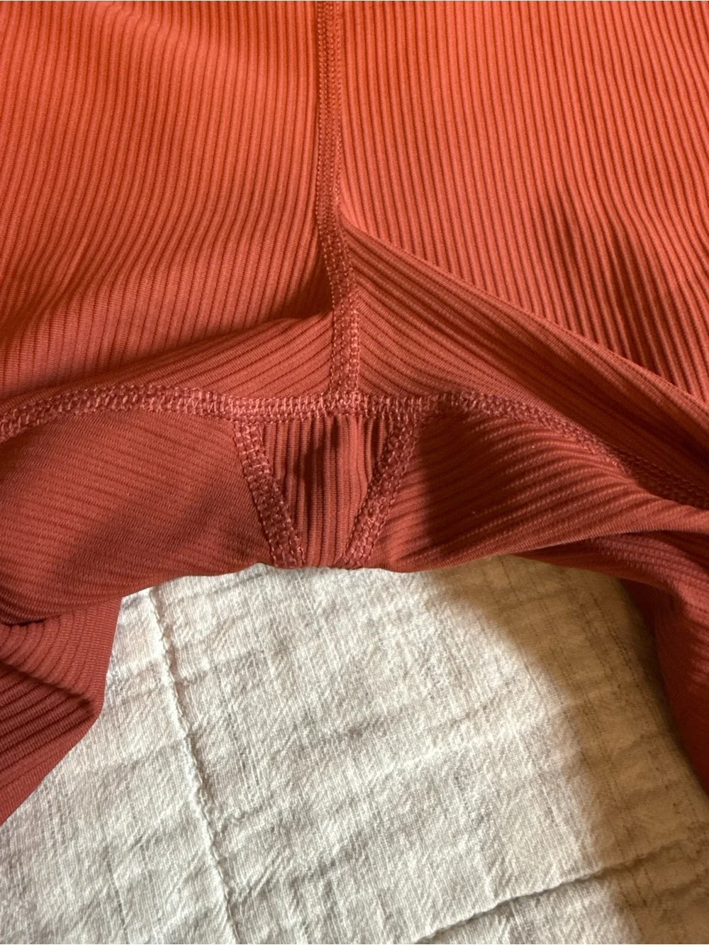 Old Navy Active PowerSoft Rust Ribbed Leggings M High Rise Pockets
